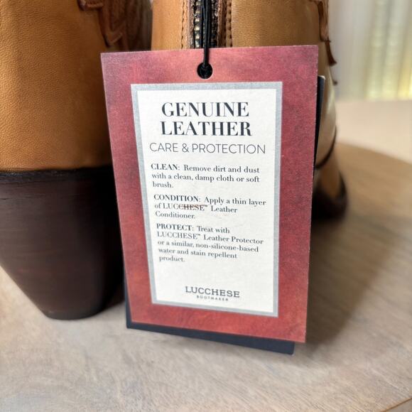 Lucchese Bootmaker Eagle Embroidered Tan Leather Ankle Boots Women’s 9.5 NWT - Picture 12 of 14